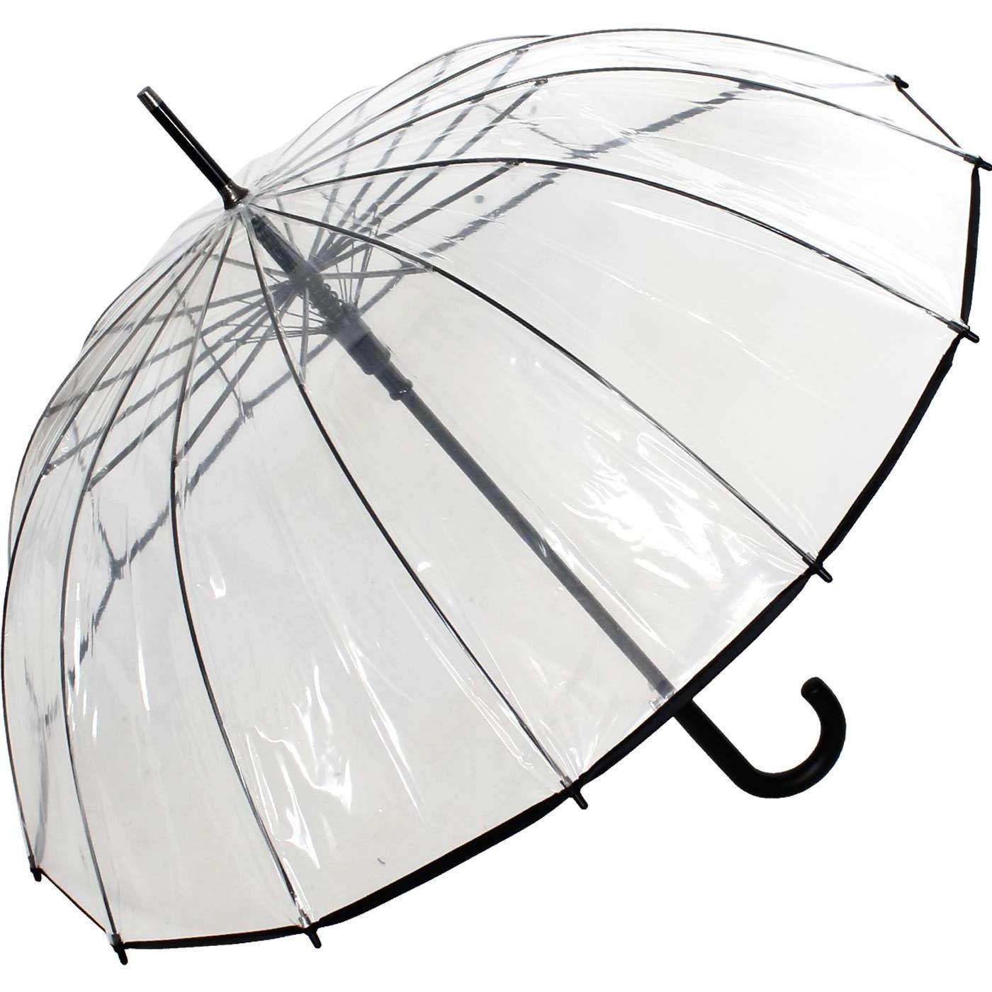 2024 New Clear Golf Windproof Semi-Automatic Umbrella Transparent Rain Parapluie with Printed Design for Adults