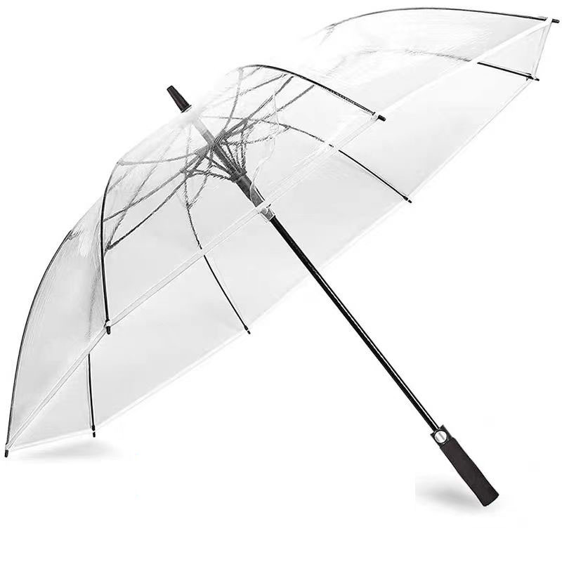 Extra Large Luxury Promotional PVC Stick Golf Umbrella Branded Clear Transparent POE Automatic Customizable for Adults