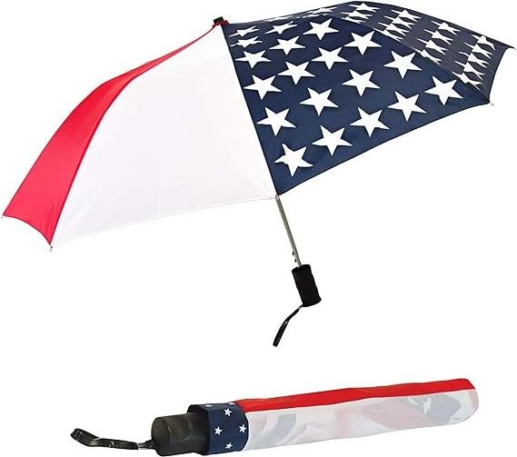 2024 US American Flag Umbrella Folding Nylon Umbrella with Digital Printing Techniques for Automotive and Travel Agency Use