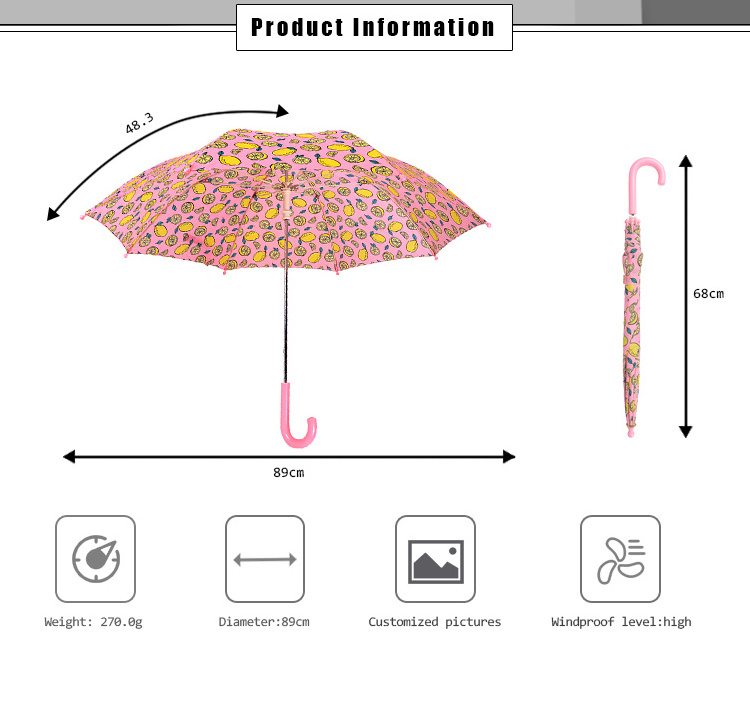 Hot Sale Disney Cartoon Character Design Straight Umbrella in Red for Kids Cute Child Present Idea