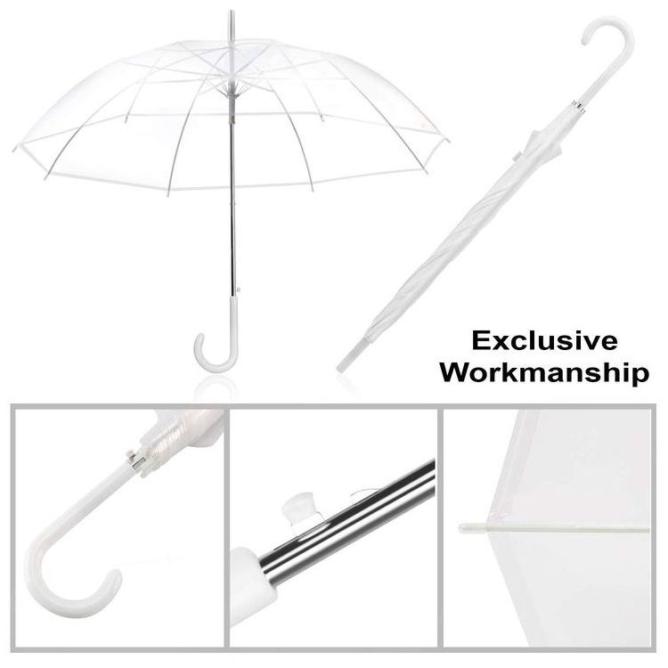 Luxury Promotional PVC POE Automatic Windproof rain gift custom straight Promotion Transparent Umbrella sun umbrella with logo