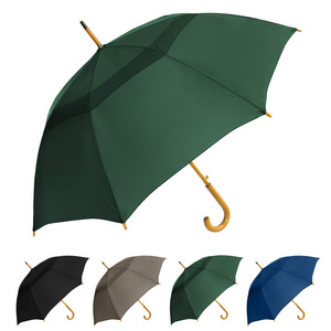 UMBRELLAS The Vented Urban Brolly 48" Arc Automatic Open Large Windproof Classic Umbrella with logo forWooden J Handle