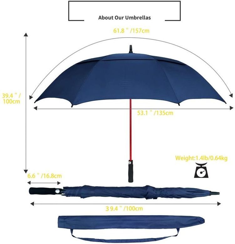 30 inch straight auto open button advertising umbrella golf wholesale double layers navy golf umbrella high quality