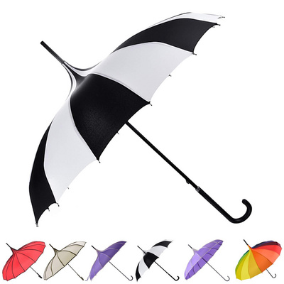 Outdoor Umbrella with logo Retro Pagoda Parasol  Sun Umbrella UV Protection Umbrella Retro with Hook Handle