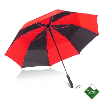 wholesale auto Black red two-tier double canopy 62/68-inch oversize windproof golf umbrella