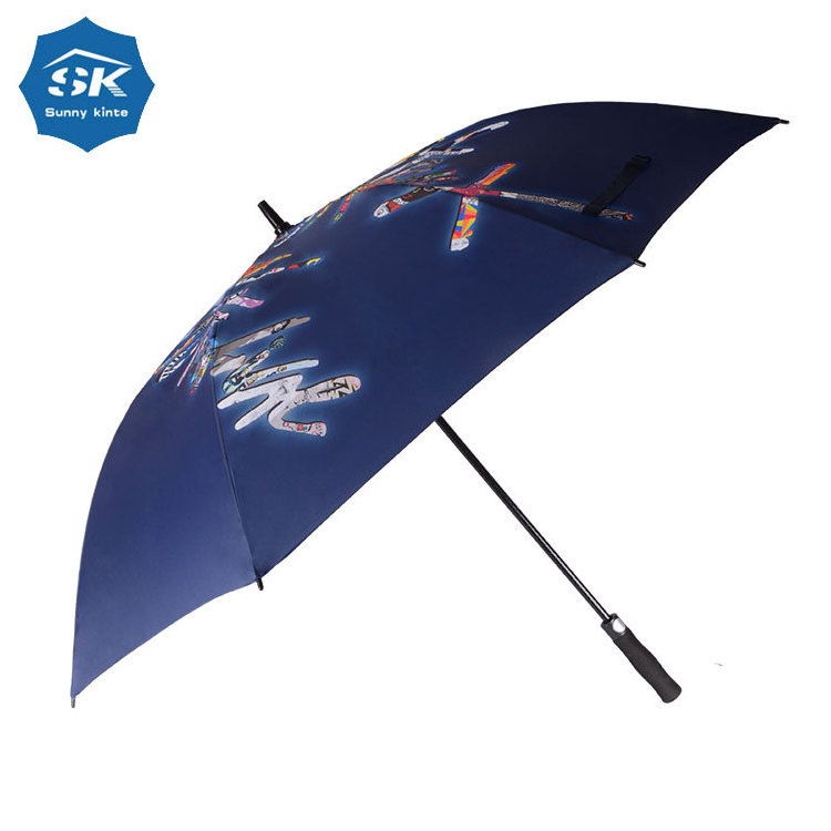 Best selling full photo promotion digital print golf umbrella with custom logo printing