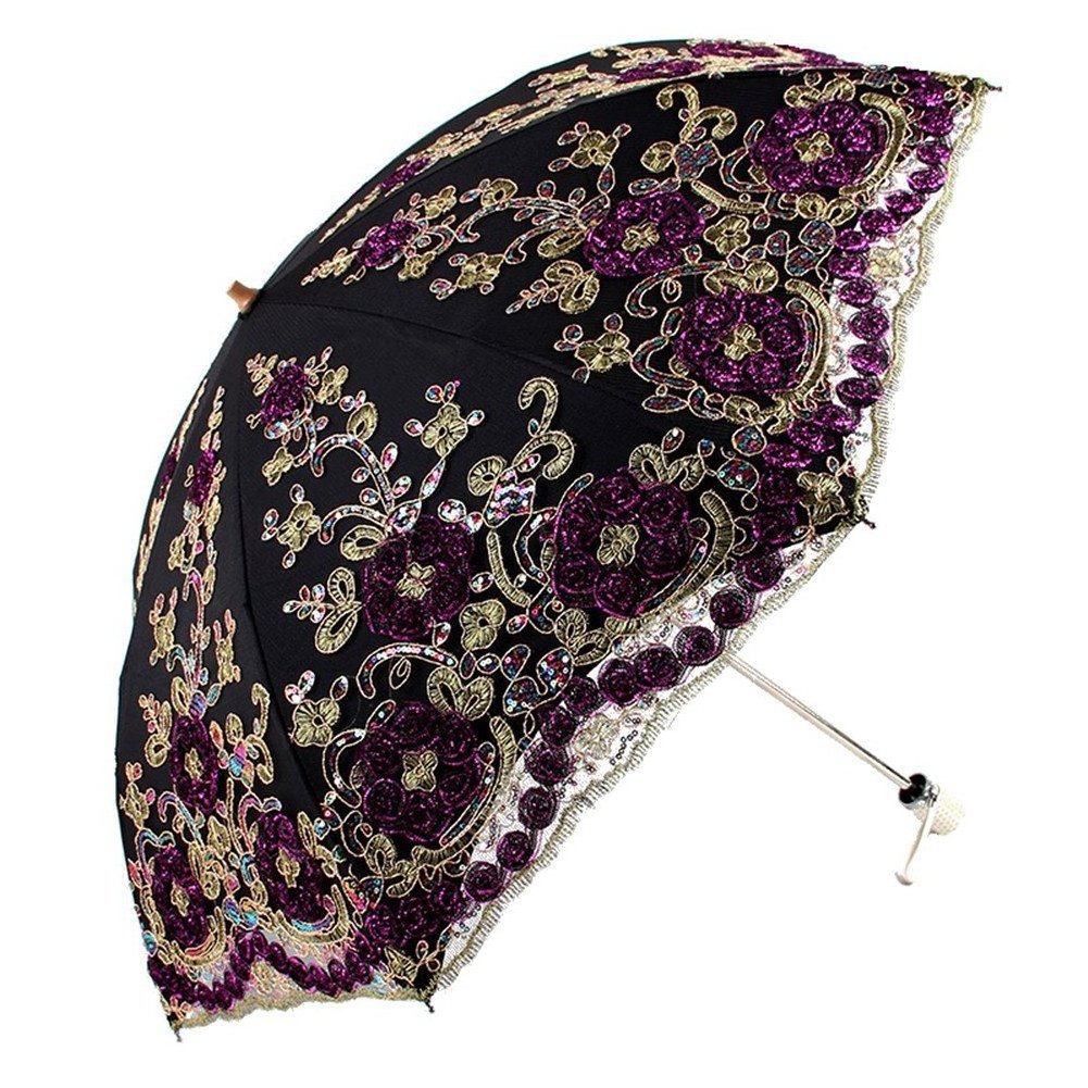 2024 advanced custom Fashion umbrella Flower Lace Parasols for Wedding Party Lace Bridal Umbrella Black coated sunscreen