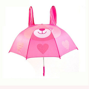 Xiamen cheap 16inch cute design personal defense children rabbit shape 3d umbrella kids