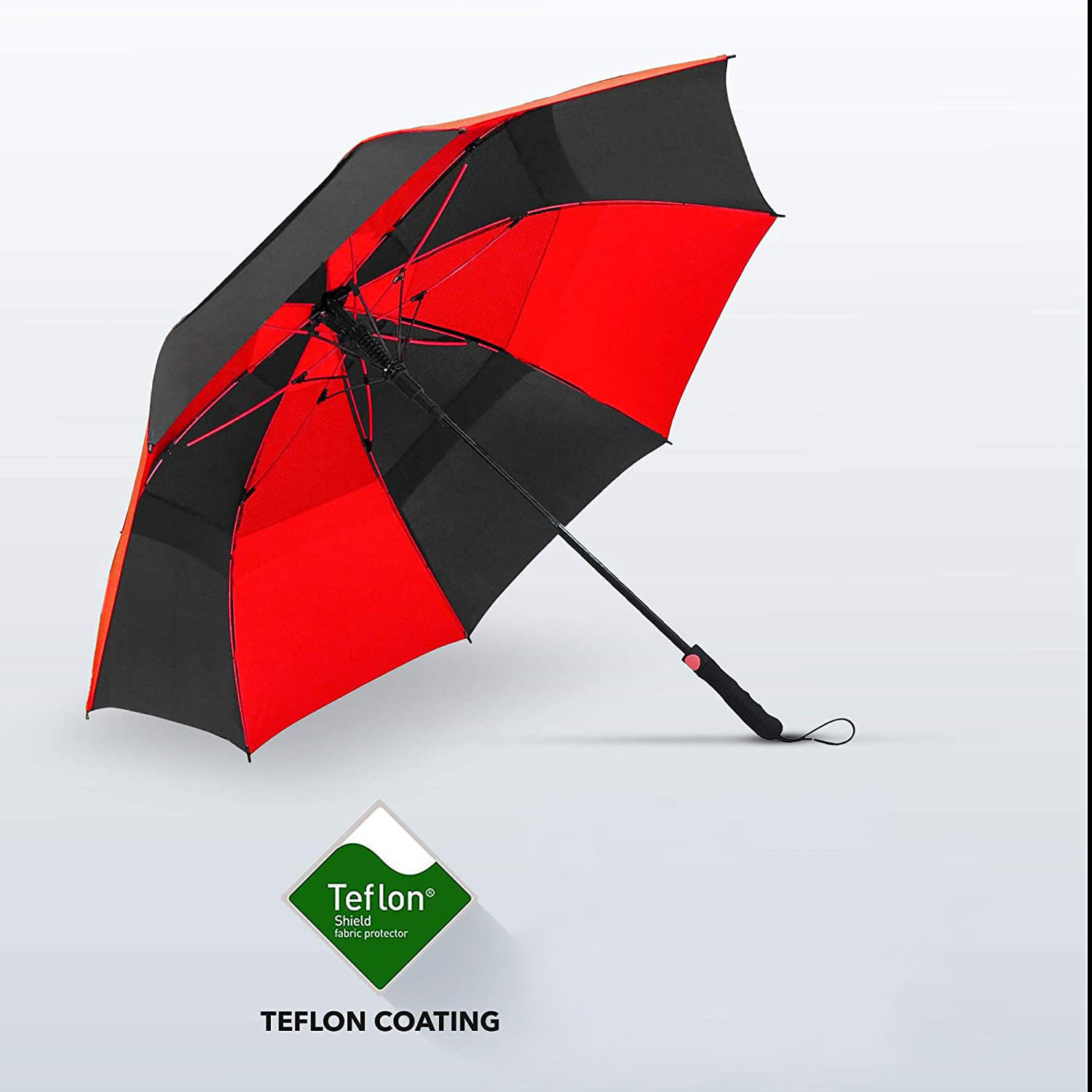 wholesale auto Black red two-tier double canopy 62/68-inch oversize windproof golf umbrella