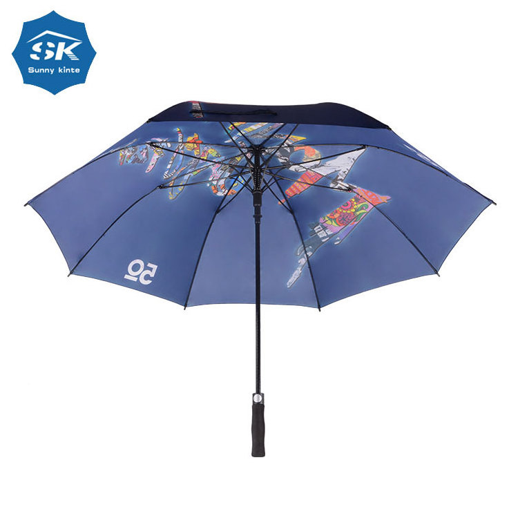 Best selling full photo promotion digital print golf umbrella with custom logo printing