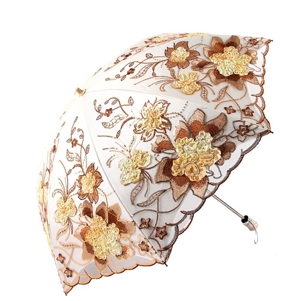 2024 advanced custom Fashion umbrella Flower Lace Parasols for Wedding Party Lace Bridal Umbrella Black coated sunscreen