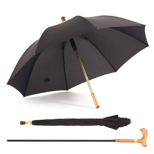 2 in 1 walking stick umbrella 23inch 8k color bamboo cane umbrella