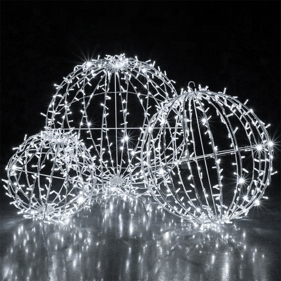 Outdoor Christmas light balls lights large LED Xmas spheres for street motif commercial decorations