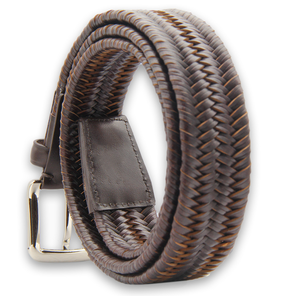 Braided Genuine leather belt stretchy leather weaved belt for men