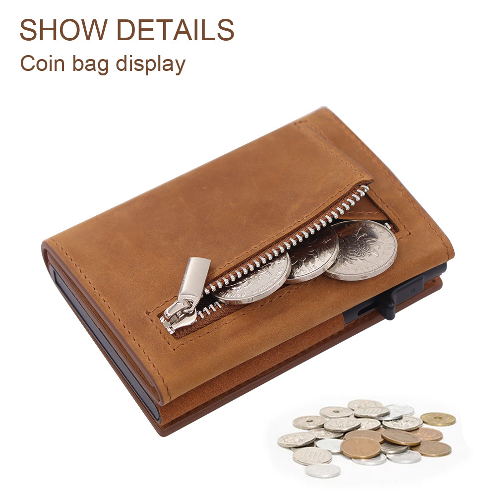 Oem Odm Front Pocket Id Credit Card Holder Full Grain Genuine Leather Crazy Horse Credit Card Bag