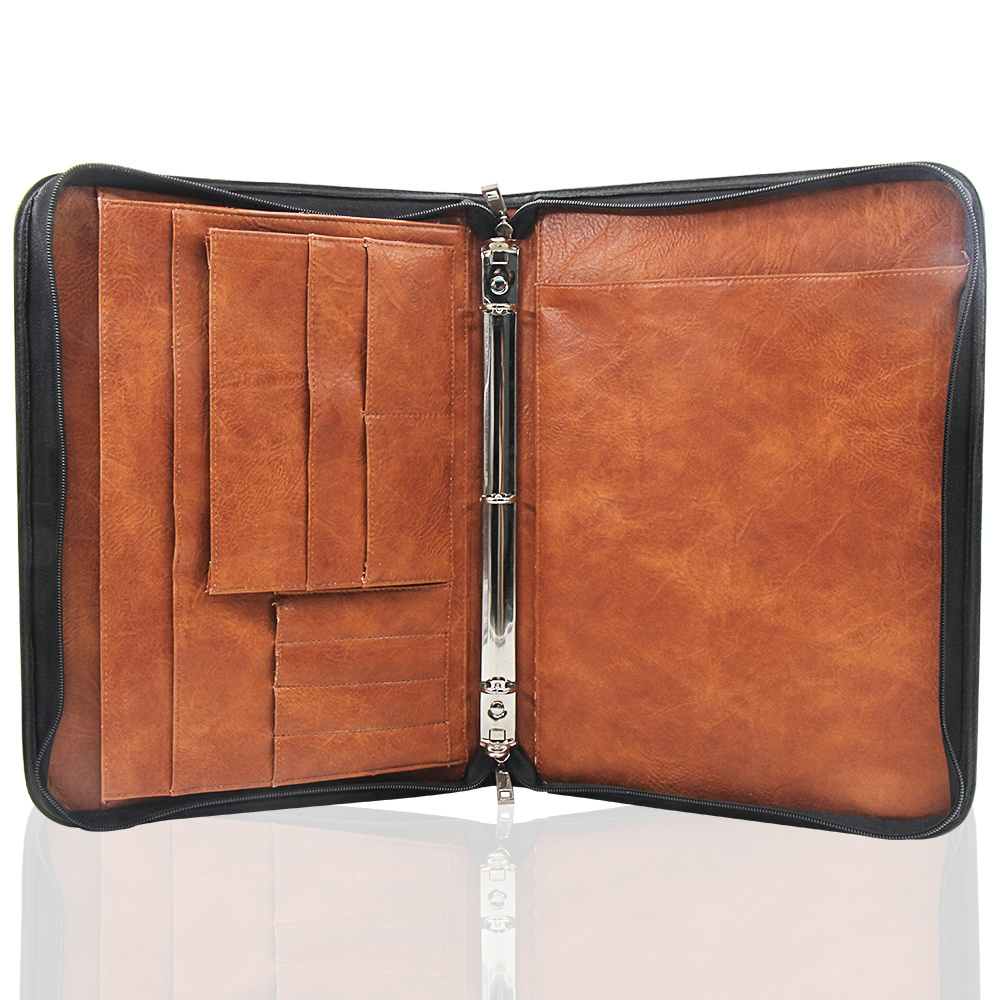 Wholesale leather folder a4 cover  document holder portfolio binder leather Conference Folder