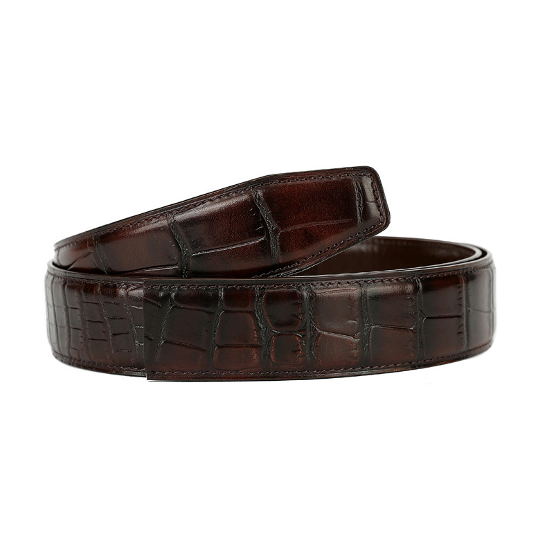 Crocodile texture full grain genuine cow leather belts crocodile belt designers