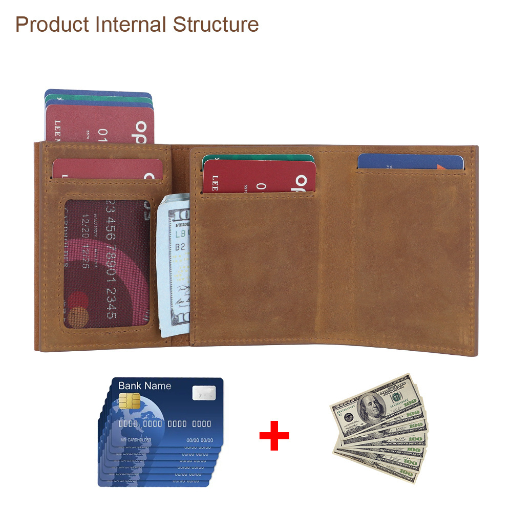 Oem Odm Front Pocket Id Credit Card Holder Full Grain Genuine Leather Crazy Horse Credit Card Bag