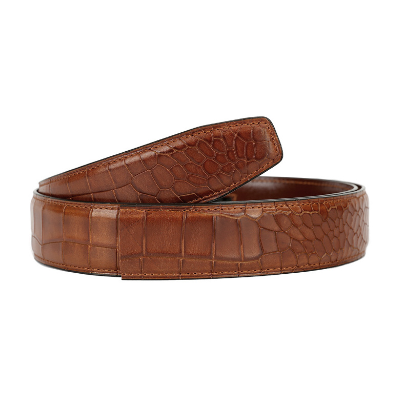 Crocodile texture full grain genuine cow leather belts crocodile belt designers