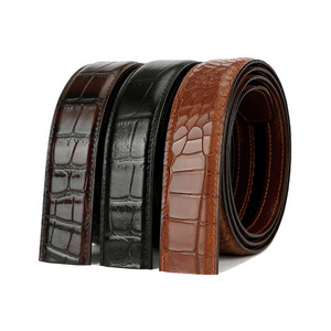 Crocodile texture full grain genuine cow leather belts crocodile belt designers