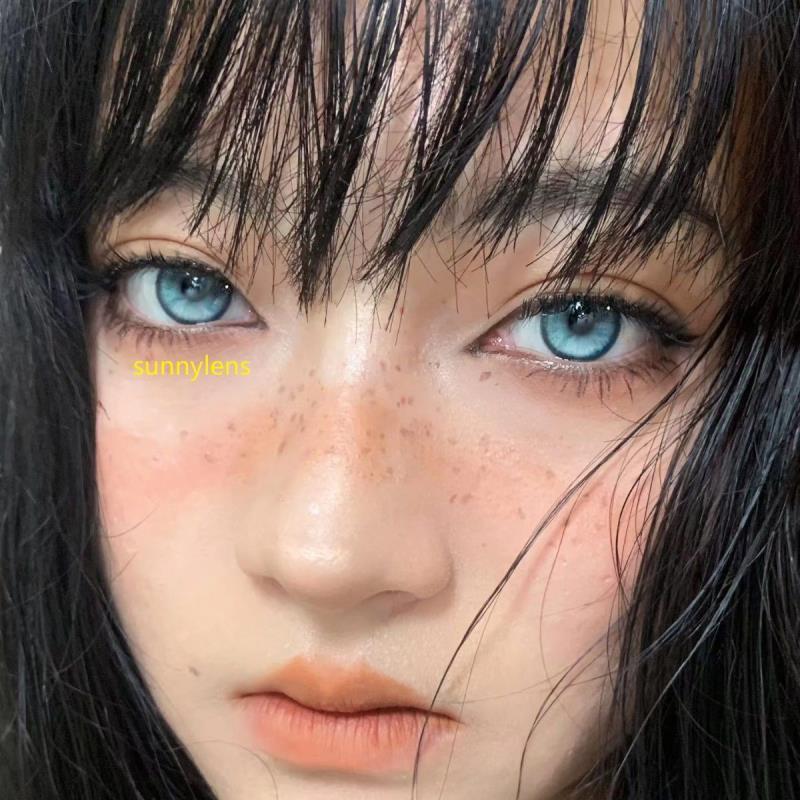 Sunnylens nagini blue colored  contact lenses  eye contacts cosmetic lens lentes de contacto de color soflen size 14.2mm