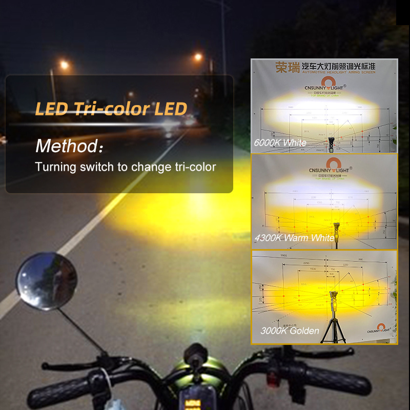 LED Motorcycle Fog Driving Lights 30W 6000Lm High Low Beam White Yellow Lighting Projector Lens Motorbike Auto Other Headlights