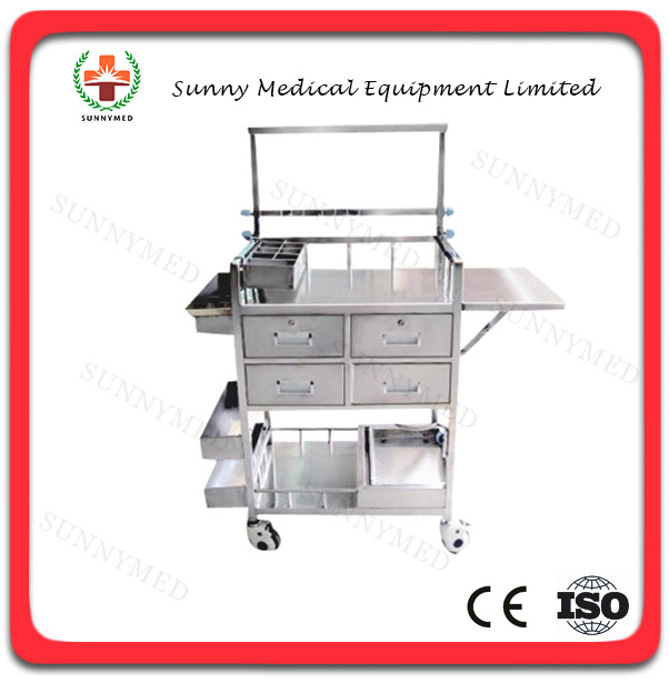 SY-R043 hospital medical nursing stainless steel trolley cart