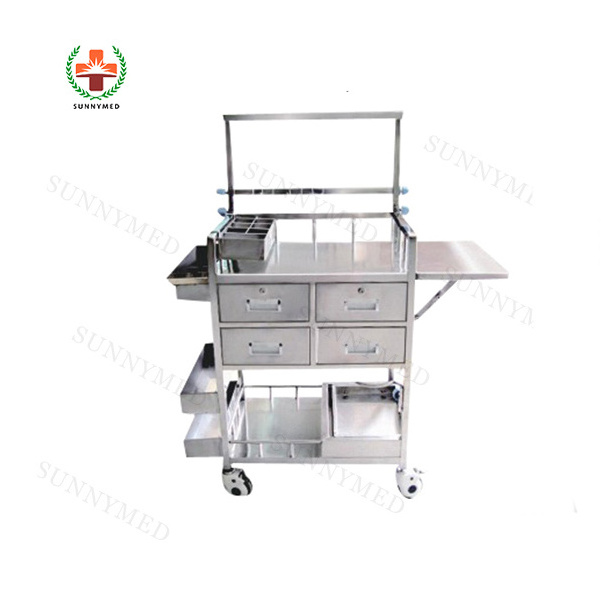 SY-R043 hospital medical nursing stainless steel trolley cart