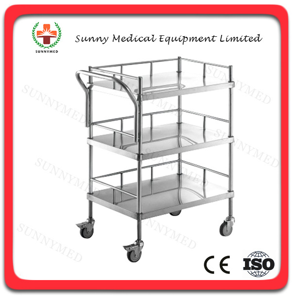 SY-R039 different kinds of medical equipment stainless steel trolley emergence medical trolley