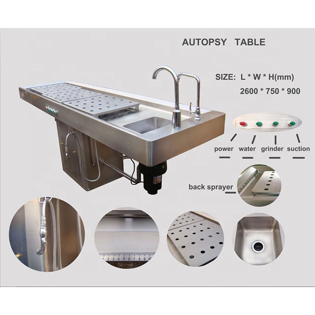 SYJP-02  Funeral Supplies Morgue Corpse Dissection Table 304 stainless steel autopsy table for sale