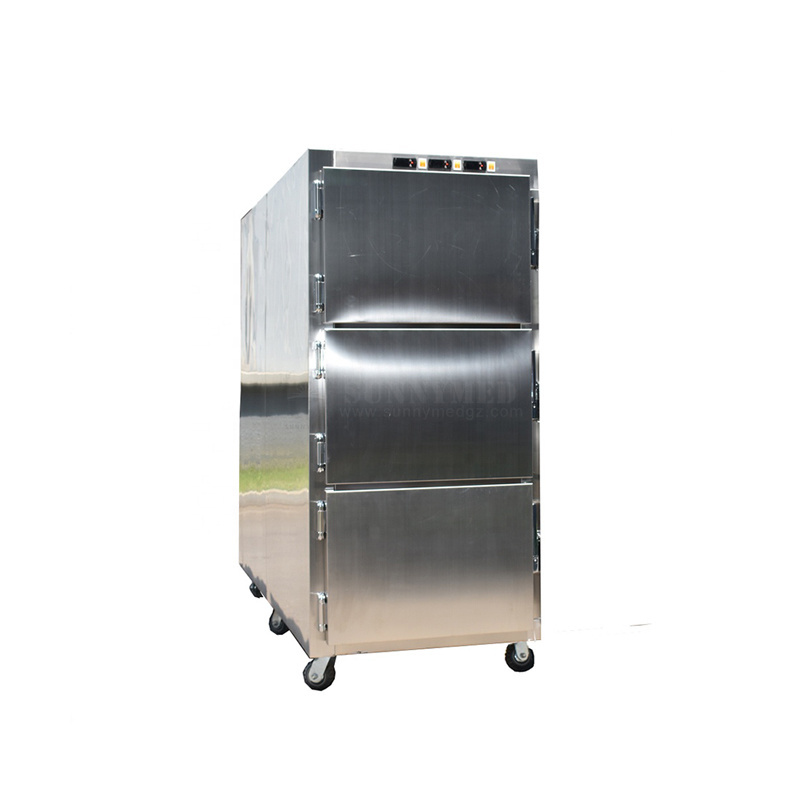 SY-STG03 stainless steel funeral equipment 3door cadaver freezer mortuary trolley freezer