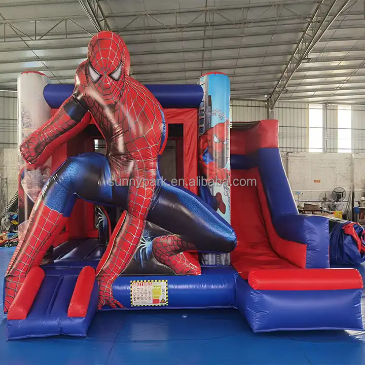 Commercial Inflatable Bouncy Bouncer Spiderman Jumping Castle Inflatable Bounce House With Slide