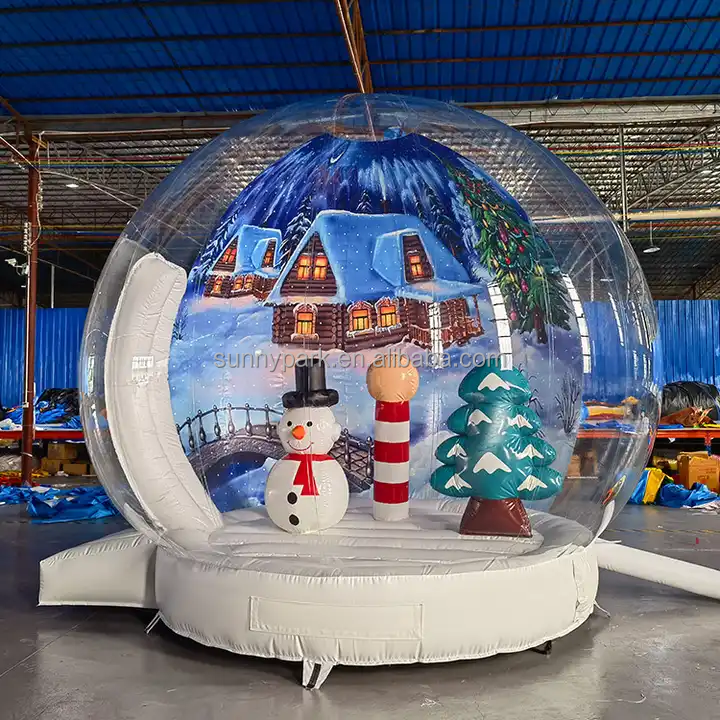 Customized Christmas Inflatable Giant Snowglobe Human Size Snow Globe Blow up Festival bubble bounce house