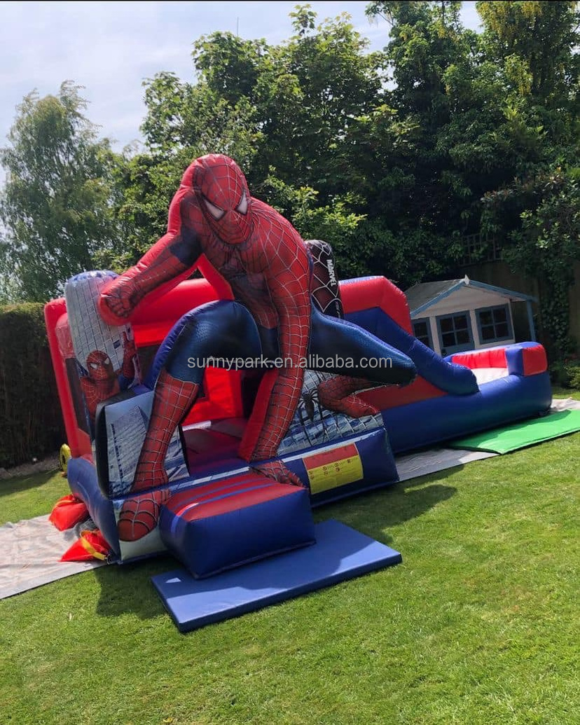 Commercial Inflatable Bouncy Bouncer Spiderman Jumping Castle Inflatable Bounce House With Slide