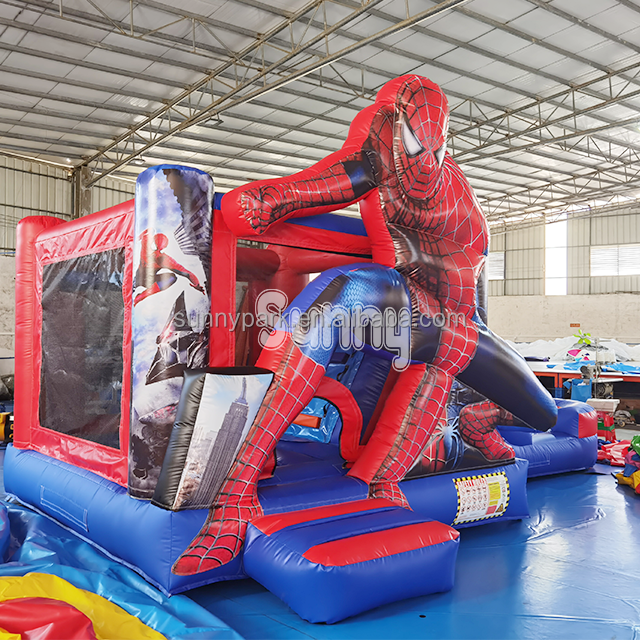 Commercial Inflatable Bouncy Bouncer Spiderman Jumping Castle Inflatable Bounce House With Slide