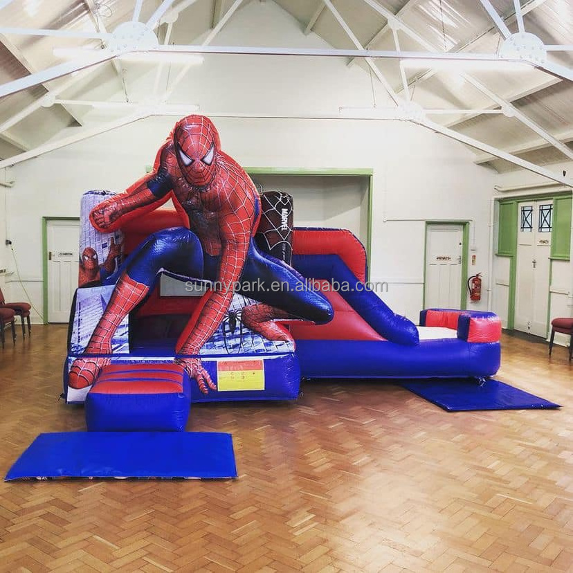 Commercial Inflatable Bouncy Bouncer Spiderman Jumping Castle Inflatable Bounce House With Slide