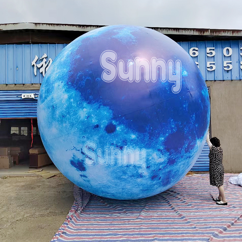 Large Inflatable Moon Planets Globe Earth Balloon With LED Light Advertising Inflatable Moon Model  For Decoration