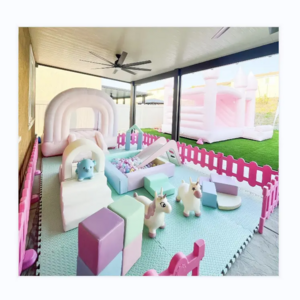 High quality soft play children soft blocks play toys white bounce house balls kids soft play bridge with white fence