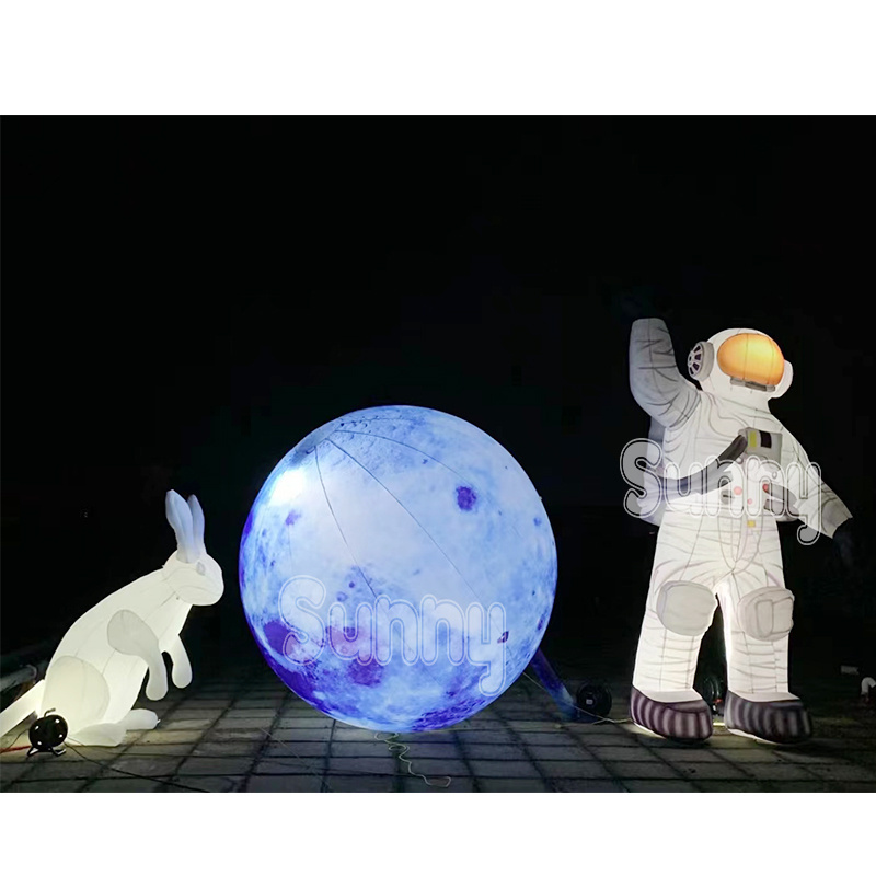 Large Inflatable Moon Planets Globe Earth Balloon With LED Light Advertising Inflatable Moon Model  For Decoration