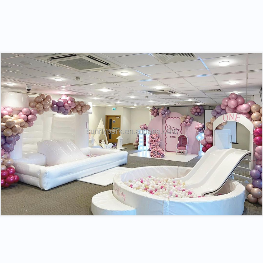 High quality soft play children soft blocks play toys white bounce house balls kids soft play bridge with white fence