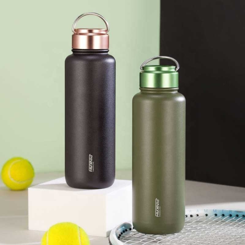 PINKAH 32oz wide mouth sports drinking water bottles stainless steel thermos vacuum flask for camping