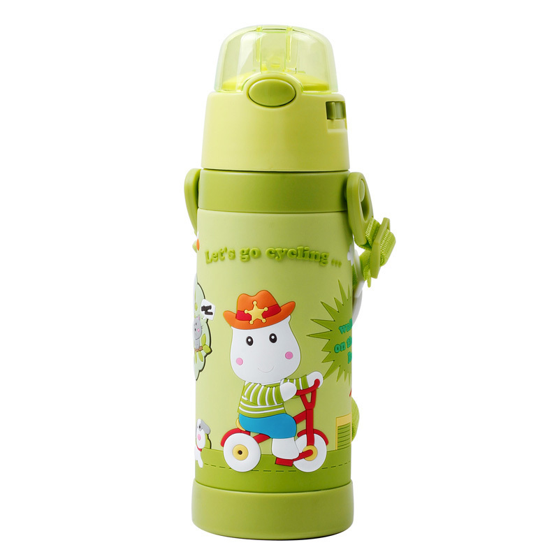 PINKAH two-in-one kids water bottle 3D cartoon sleeve printed stainless steel vacuum thermos flask bpa free