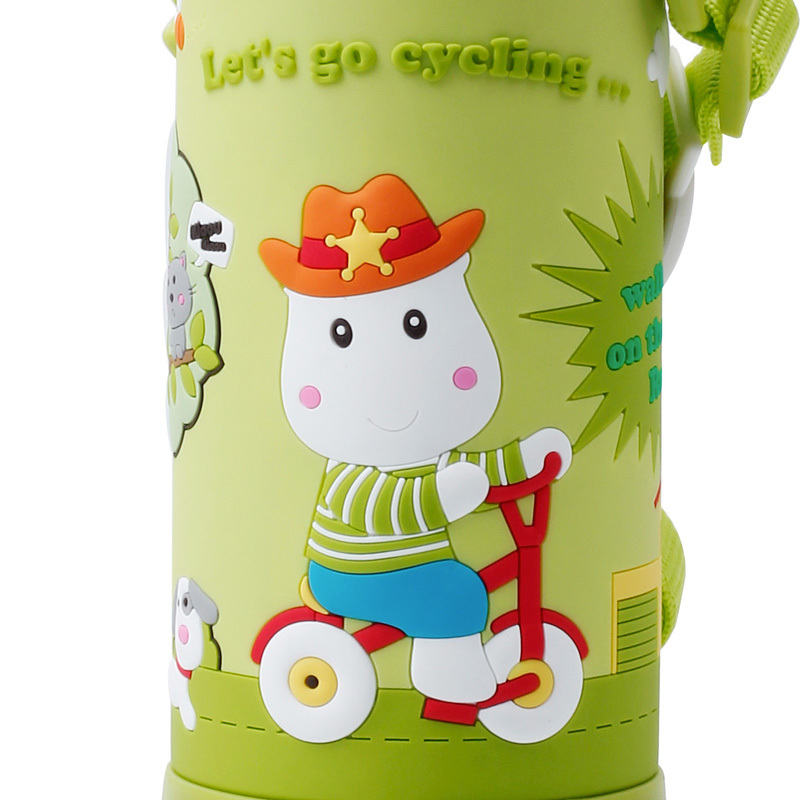 PINKAH two-in-one kids water bottle 3D cartoon sleeve printed stainless steel vacuum thermos flask bpa free