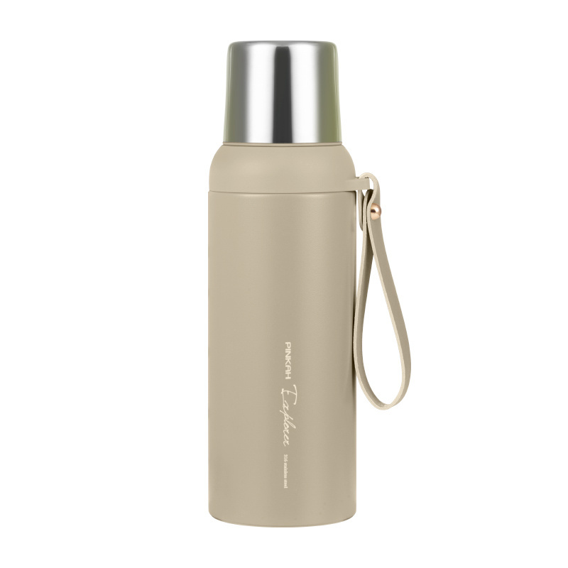 PINKAH custom logo 600ML Durable Leakproof Metal Thermos Stainless Steel Vacuum Sports Water Bottle with strap