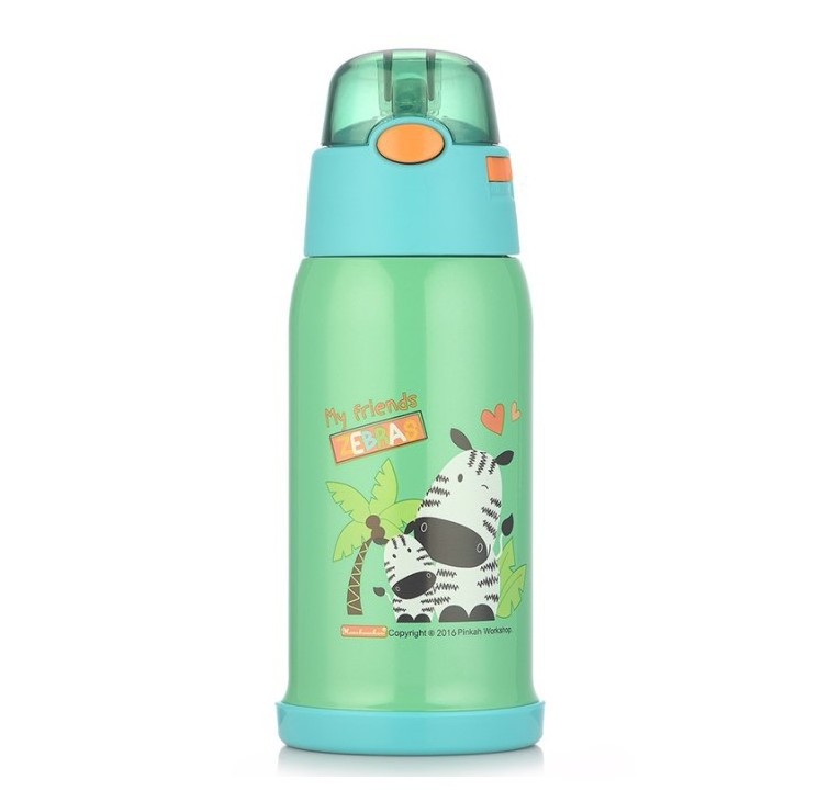 PINKAH 18/8 stainless steel double wall carton printed kids thermos flask water bottle with flip top