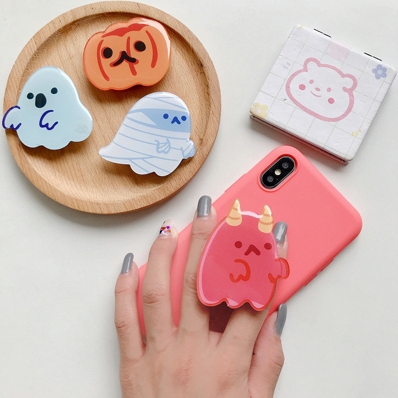 Halloween Theme Design Epoxy Protective Layer Acrylic Phone Finger Grip Ring Phone Holder Bracket For Mobile Phone Sockets