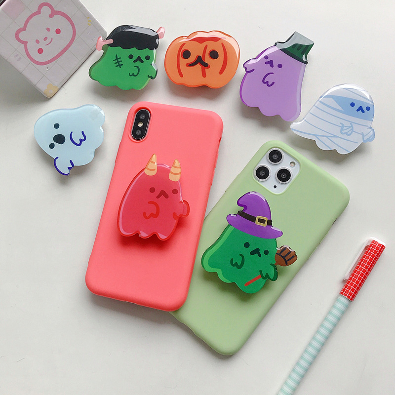 Halloween Theme Design Epoxy Protective Layer Acrylic Phone Finger Grip Ring Phone Holder Bracket For Mobile Phone Sockets