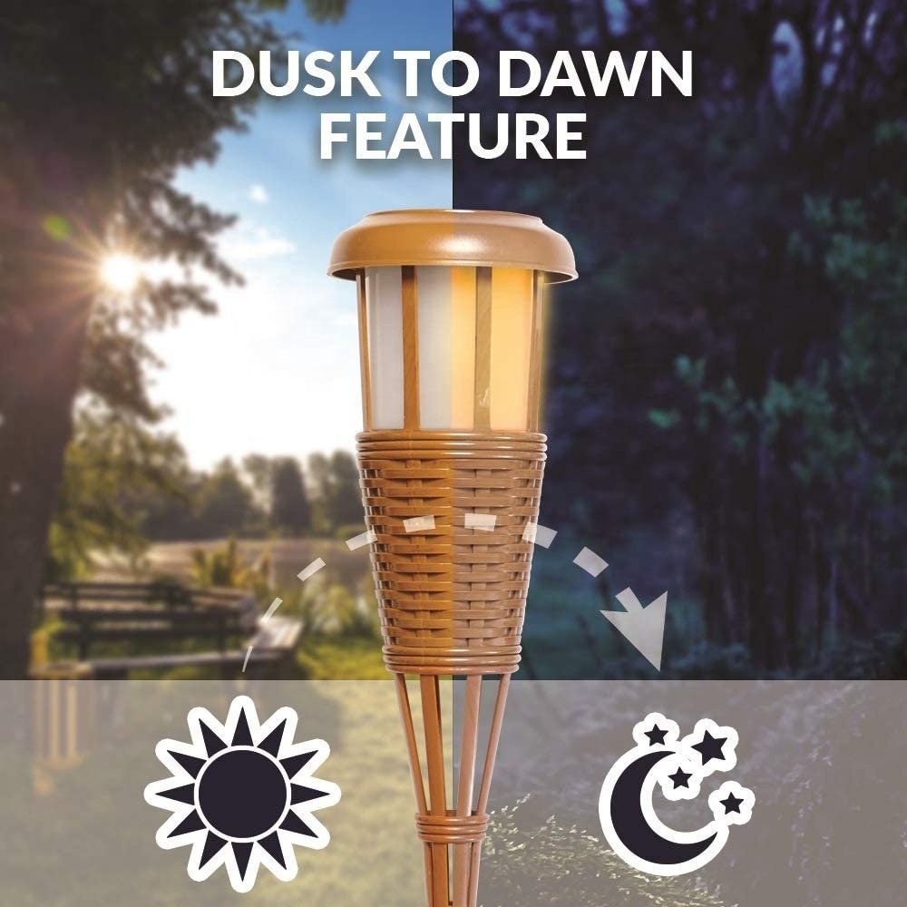 Amazon hot selling self maufacturered flame effect led flicker torch bamboo outlook design garden light for backyard and garden