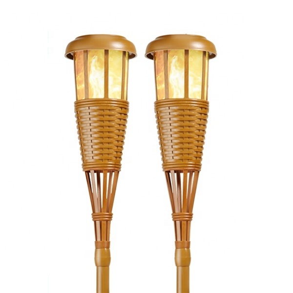 Amazon hot selling self maufacturered flame effect led flicker torch bamboo outlook design garden light for backyard and garden