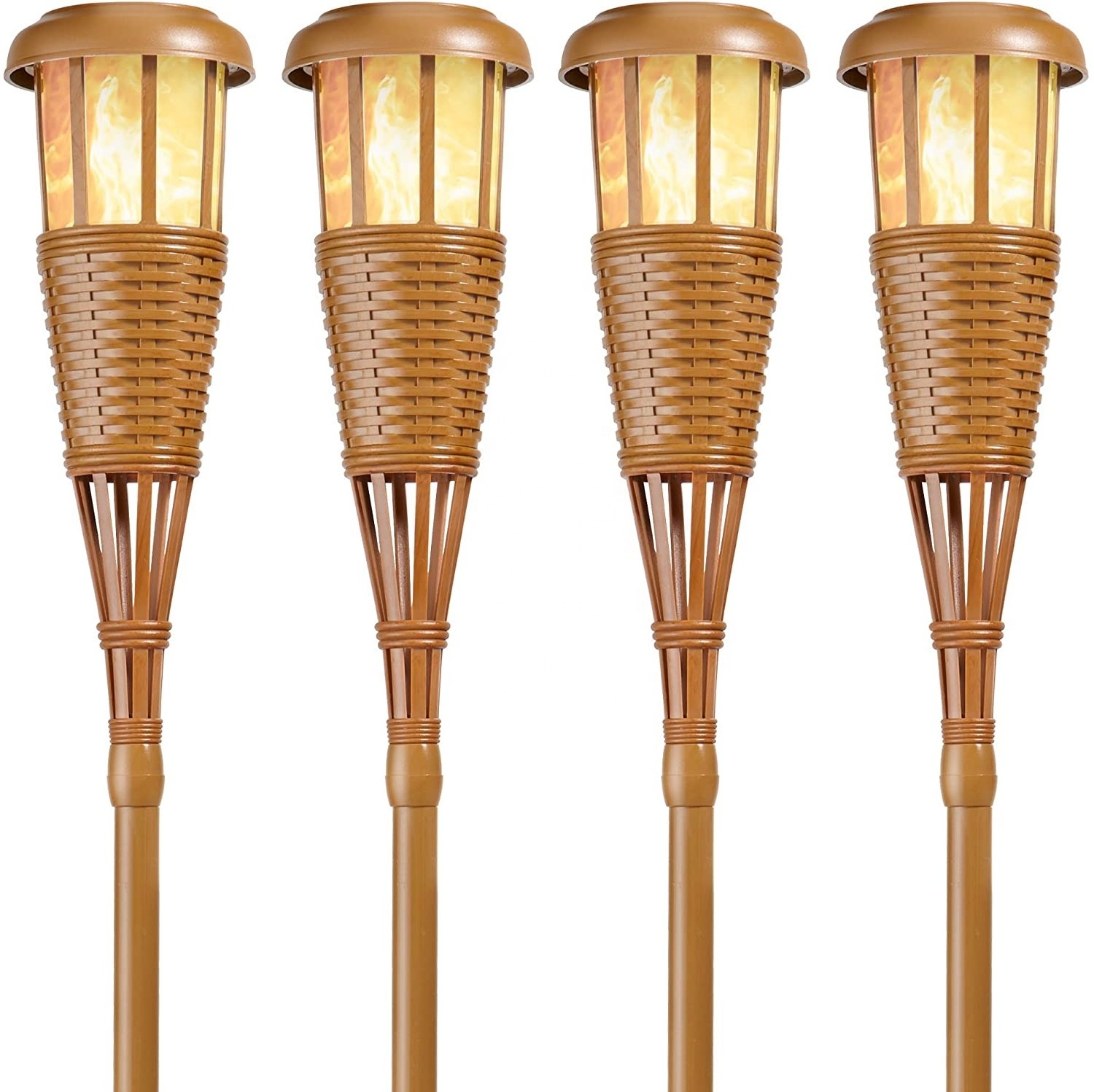 Amazon hot selling self maufacturered flame effect led flicker torch bamboo outlook design garden light for backyard and garden